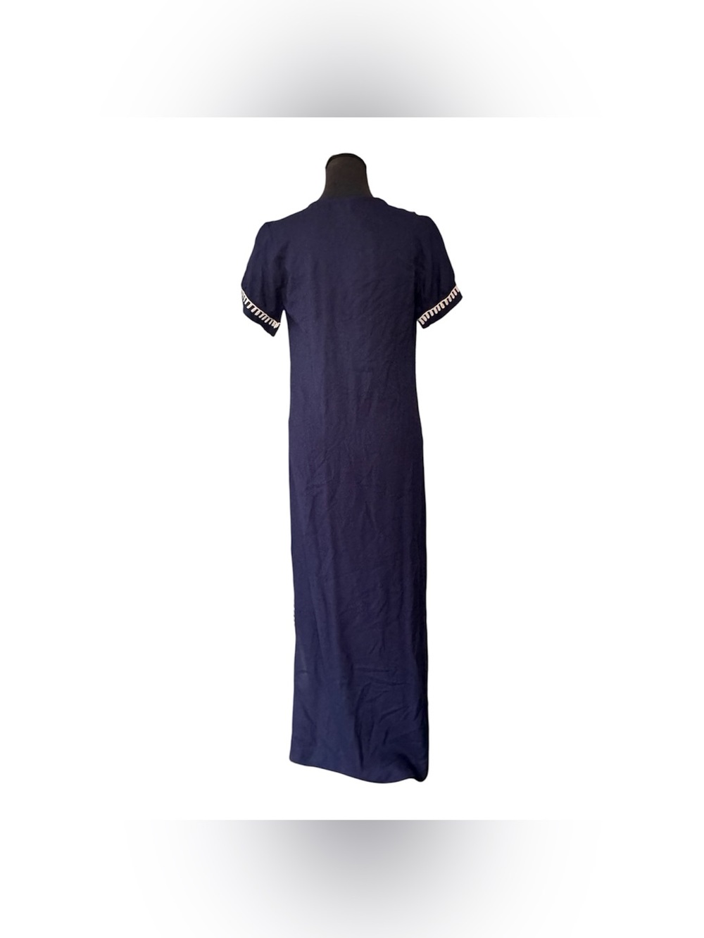 Annabella Embroidered Navy Maxi Dress with Side Slit, Size S - Picture 8 of 11